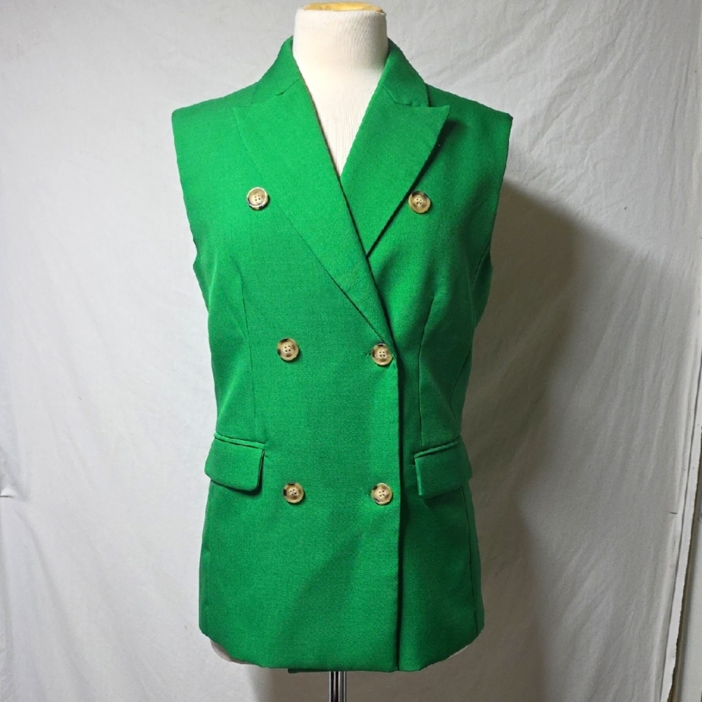 BTFBM Green Double-Breasted Women's Vest SMALL NEW